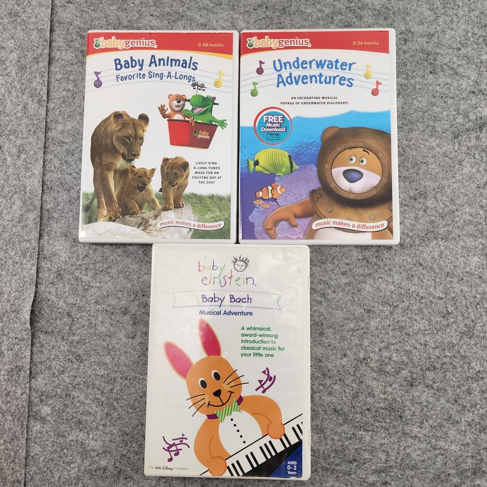 Baby Genius Baby Einstein DVD Lot Baby Animals Underwater Baby Bach Kids Music
